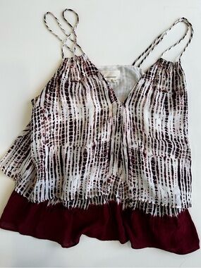 Anthropologie Printed Spaghetti-Strap Camisole in White and Wine